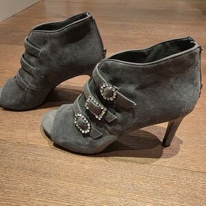 White House Black Market Charcoal Heeled Boots